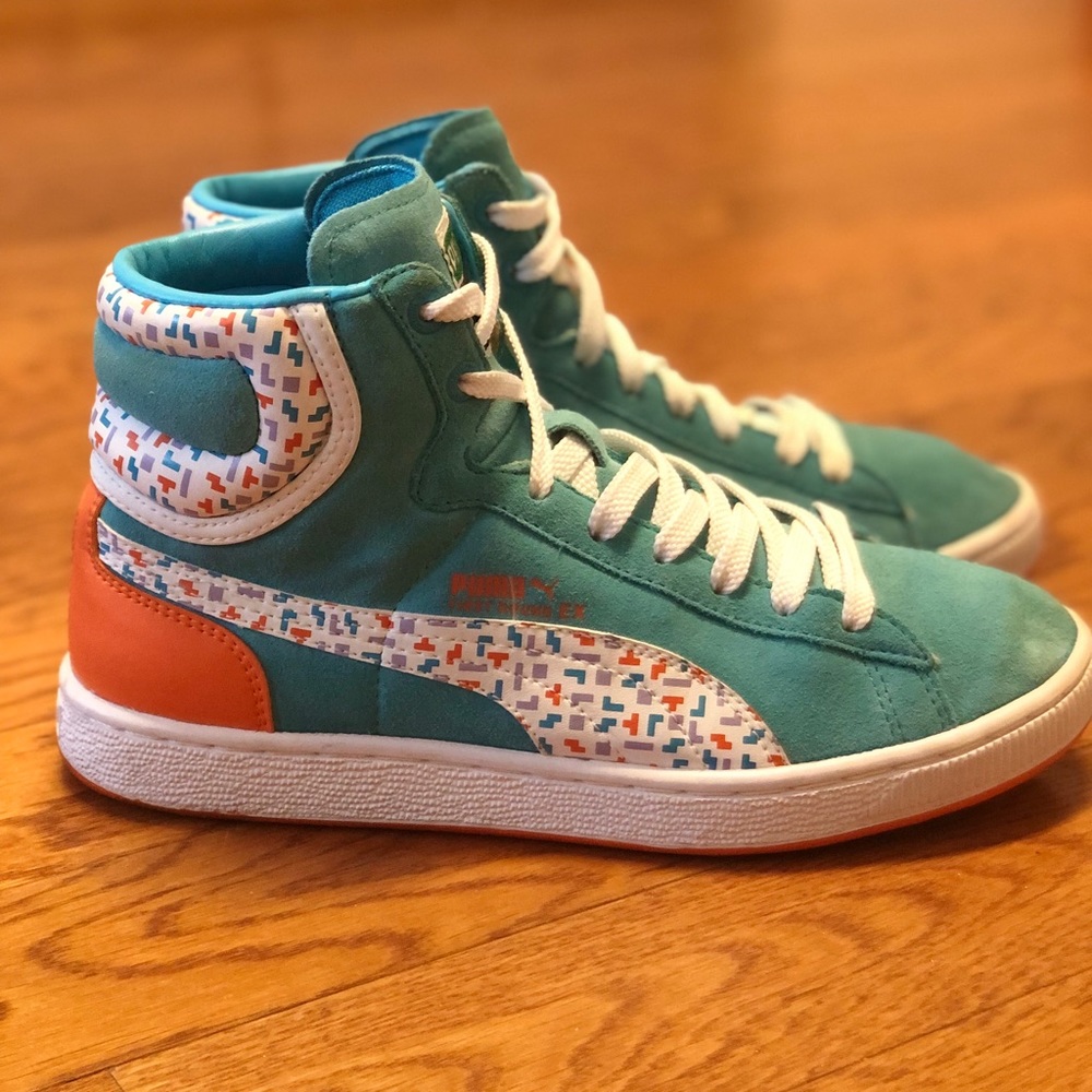 Puma First Round EX Tetris Game Pack Sky Blue Sunset Orange 346422-02 Sz 6.5
